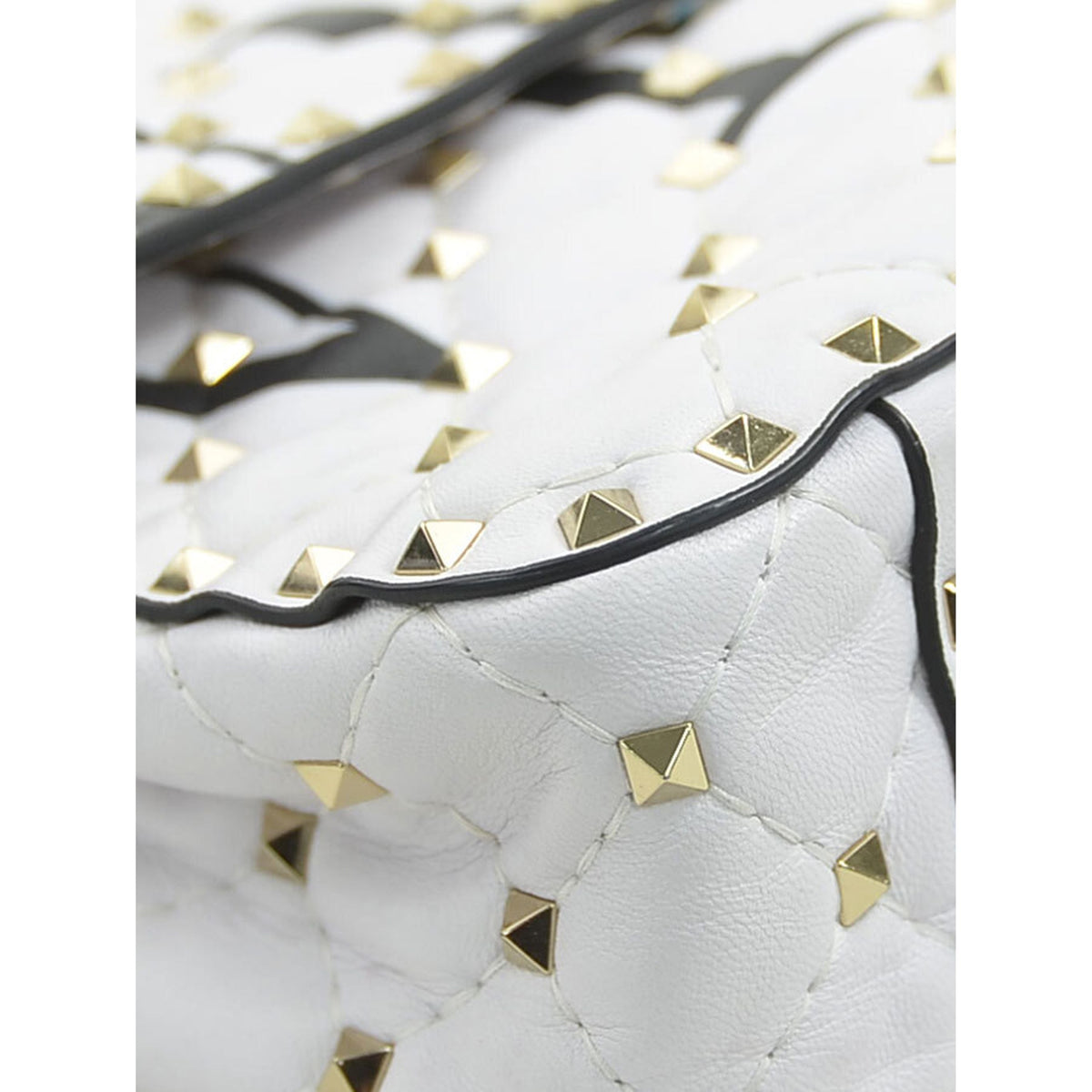 Valentino Medium Lambskin VLTN Rockstud Spike Satchel — White