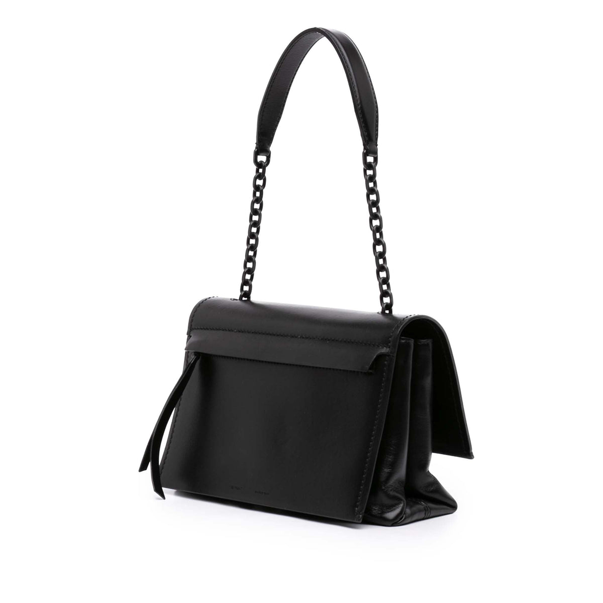 Off-White Embossed Leather Diag Binder Clip Flap — Black