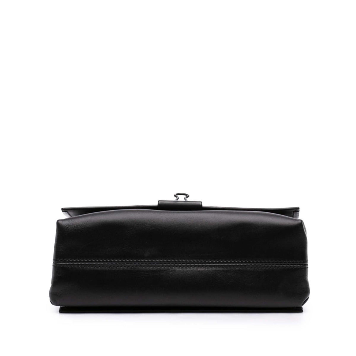 Off-White Embossed Leather Diag Binder Clip Flap — Black