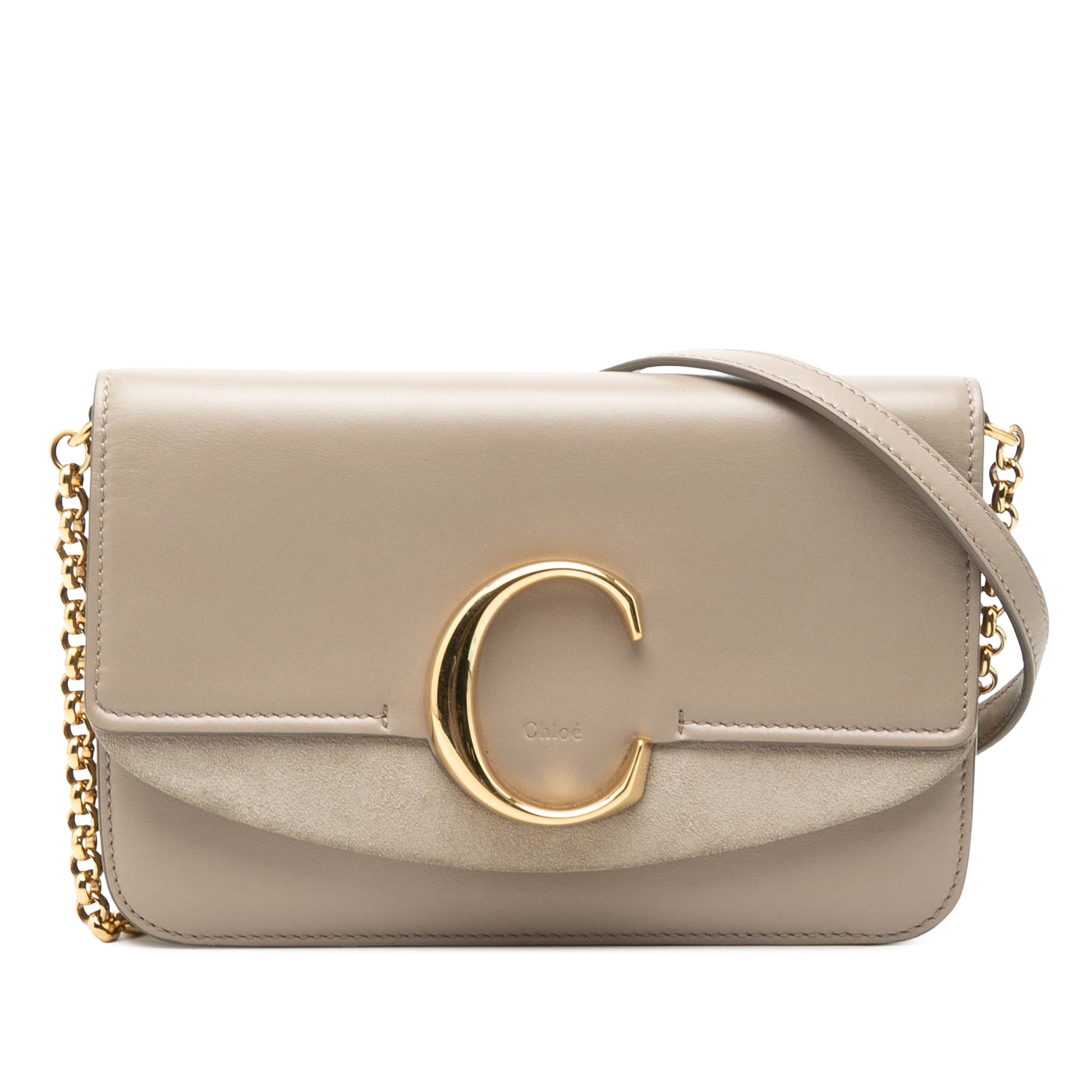 Chloé Calfskin and Suede C Clutch With Chain