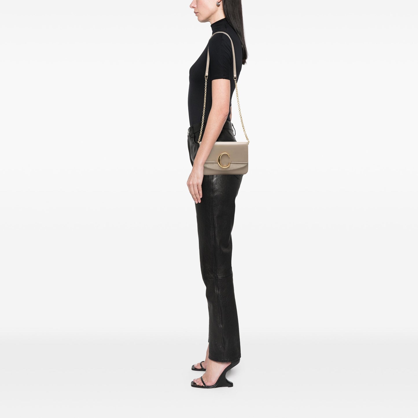 Chloé Calfskin and Suede C Clutch With Chain