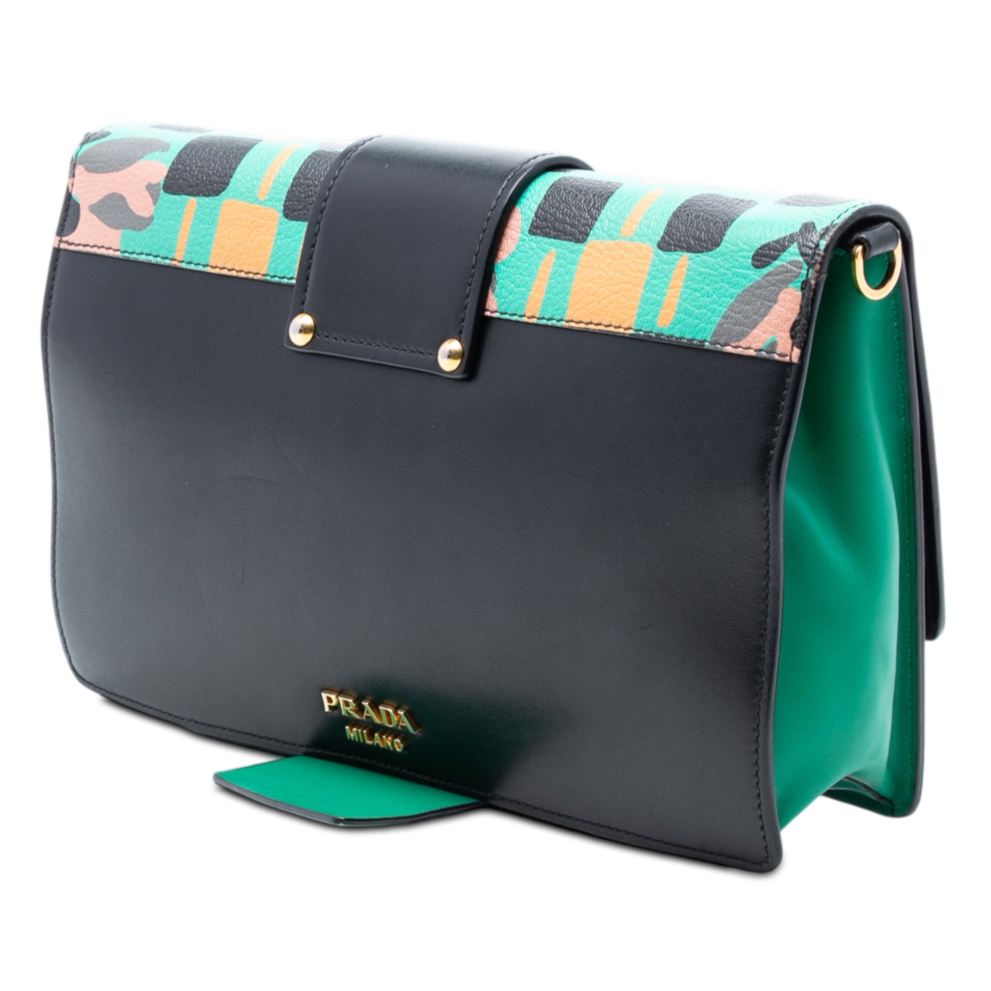 Prada Floral Printed Leather Plex Ribbon Crossbody