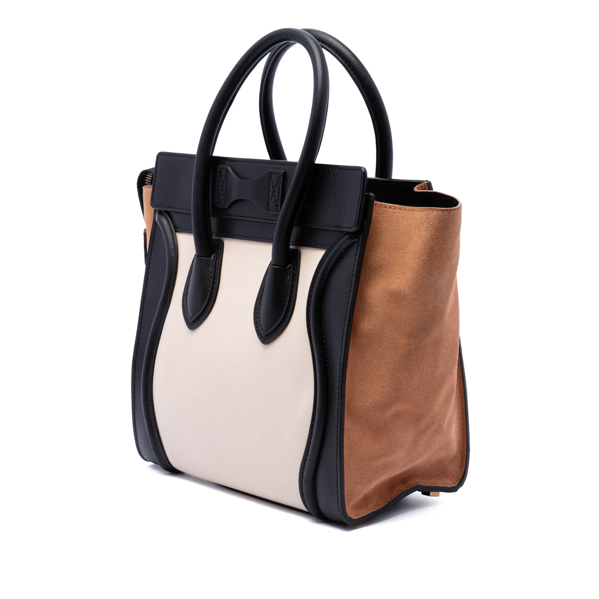 Celine Micro Tricolor Calfskin and Suede Luggage Tote