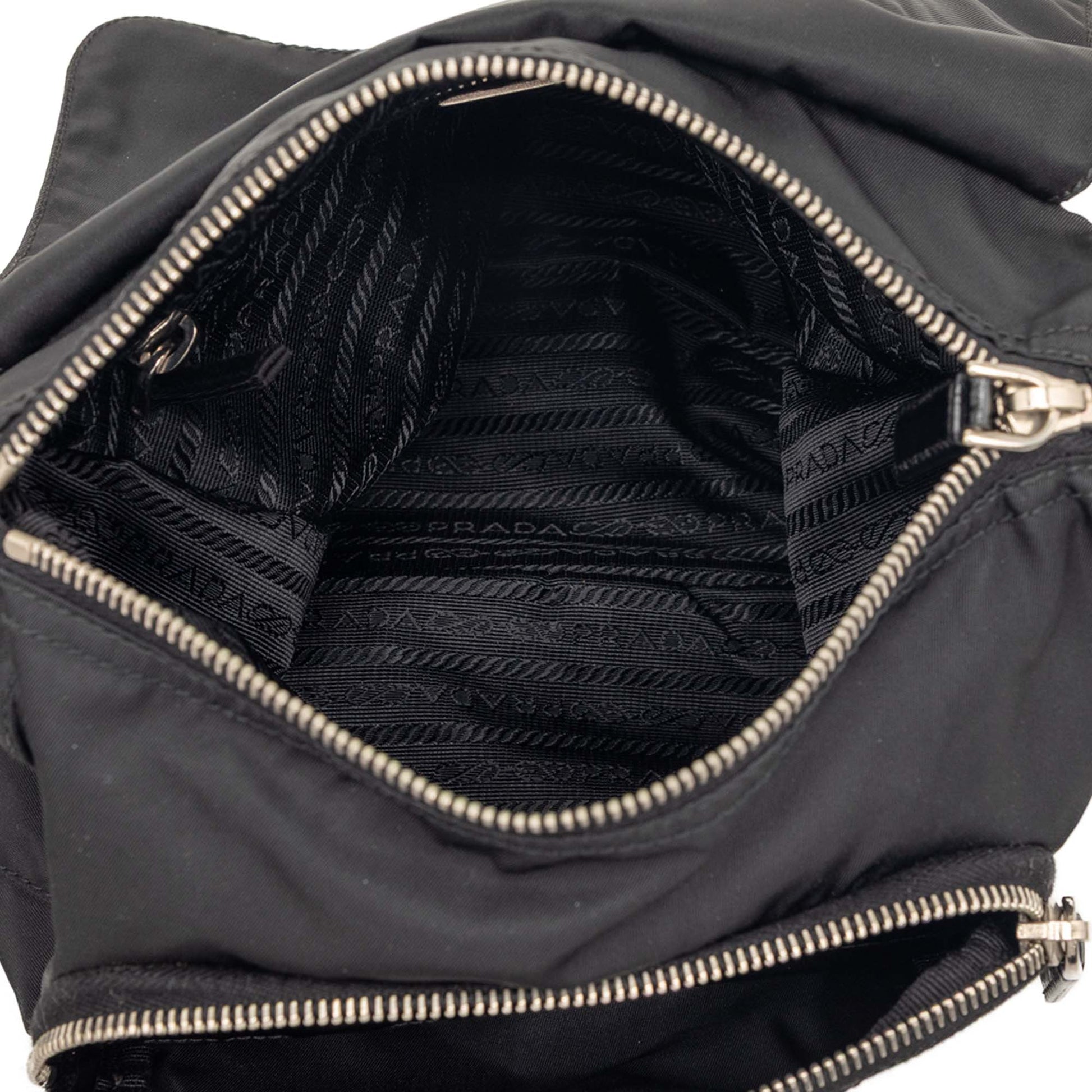 Prada Tessuto Zip Buckle Messenger Bag