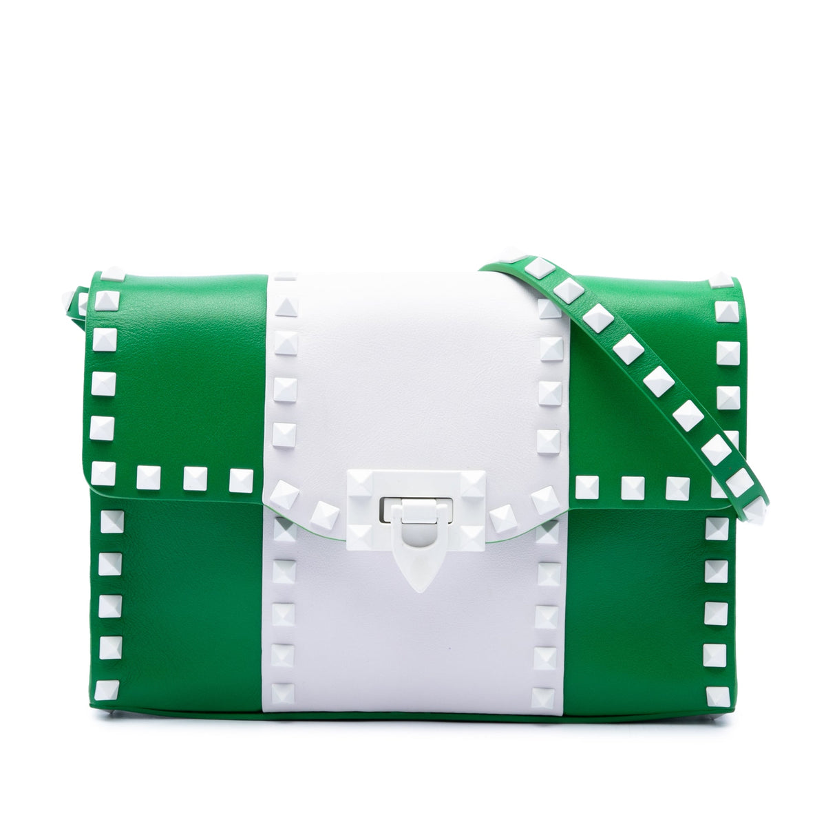 Valentino Medium Leather Colorblock Rockstud Flip Lock Crossbody