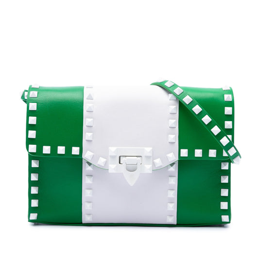 Valentino Medium Leather Colorblock Rockstud Flip Lock Crossbody