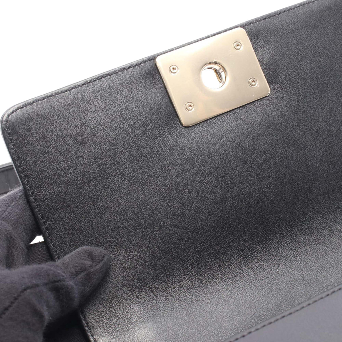 Chanel Small Chevron Lambskin Boy Flap — Black