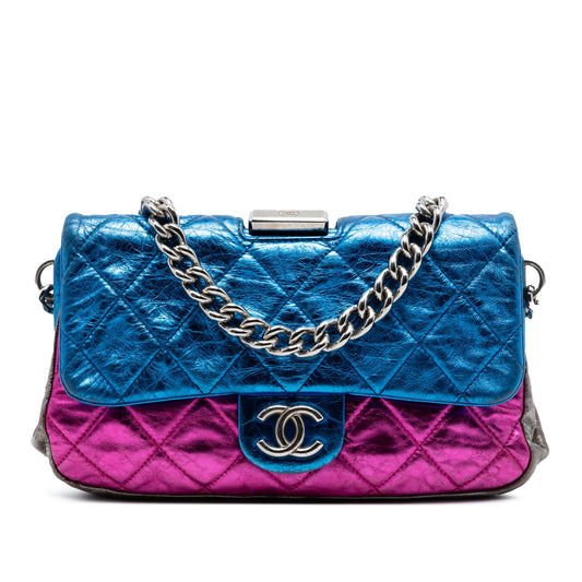 Chanel Multicolor Quilted Metallic Calfskin Modern Chain Flap Frame Bag