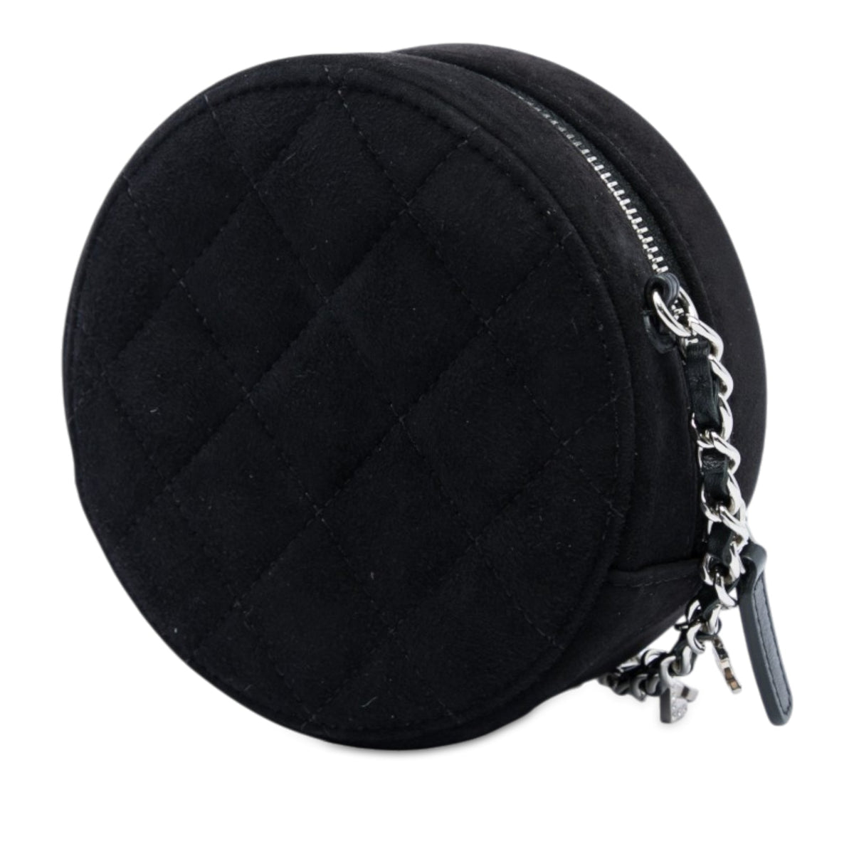 Chanel Quilted Suede Cocostellar Round Clutch with Chain