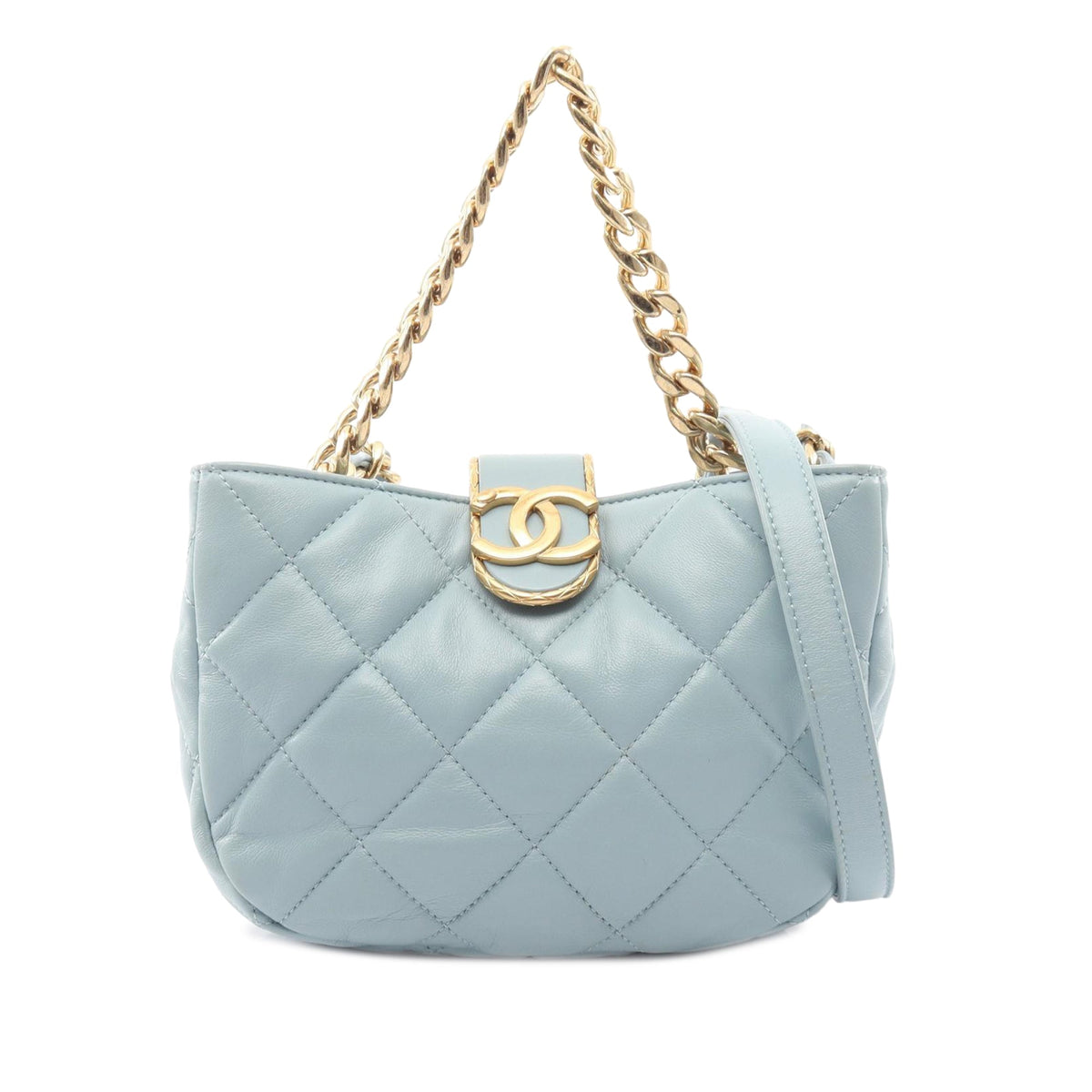 Chanel Quilted Lambskin Chain Satchel — Blue