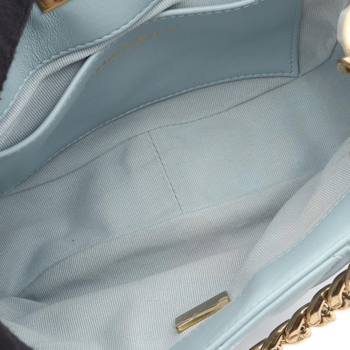 Chanel Quilted Lambskin Chain Satchel — Blue