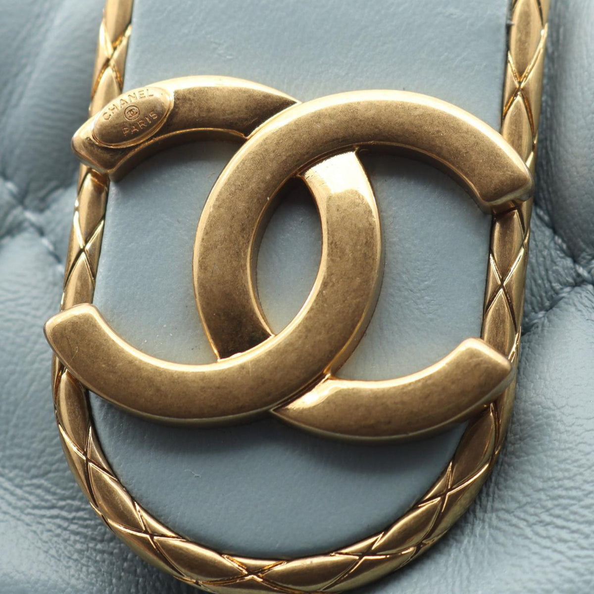 Chanel Quilted Lambskin Chain Satchel — Blue