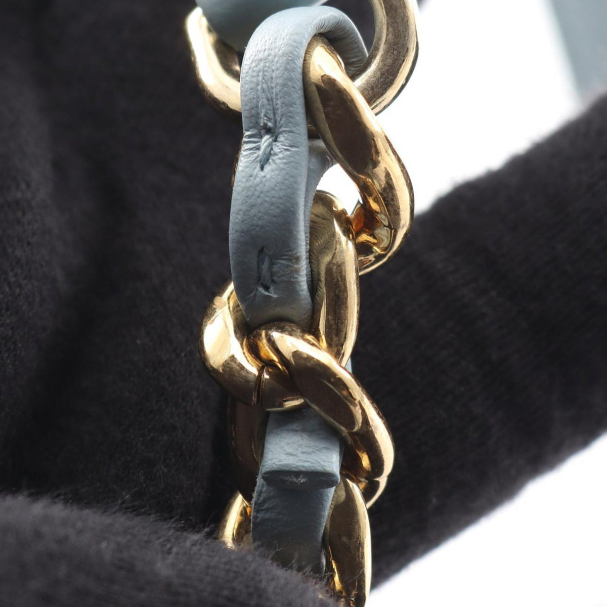 Chanel Quilted Lambskin Chain Satchel — Blue