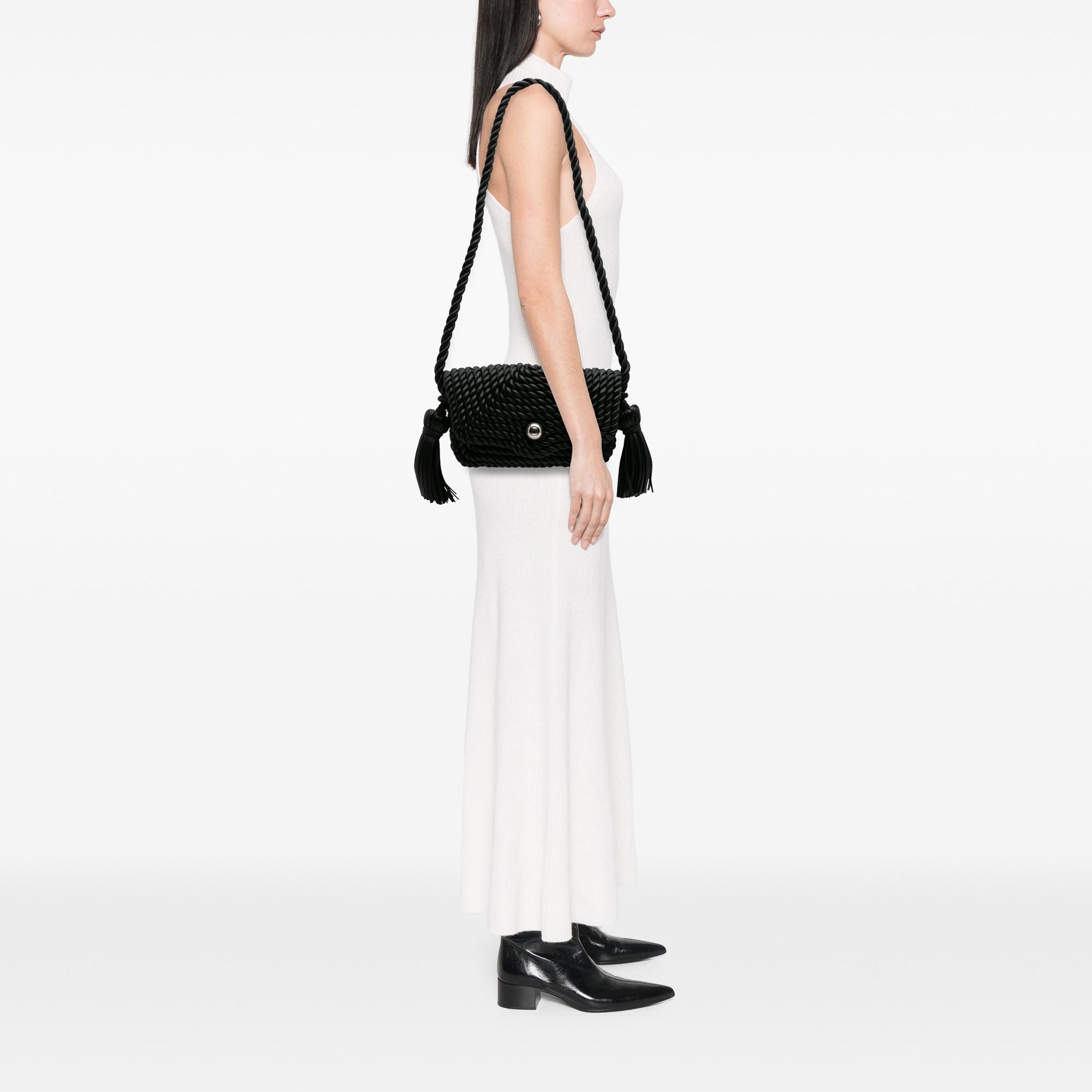 Bottega Veneta Lambskin Torchon Classic Tasseled Twisted Crossbody
