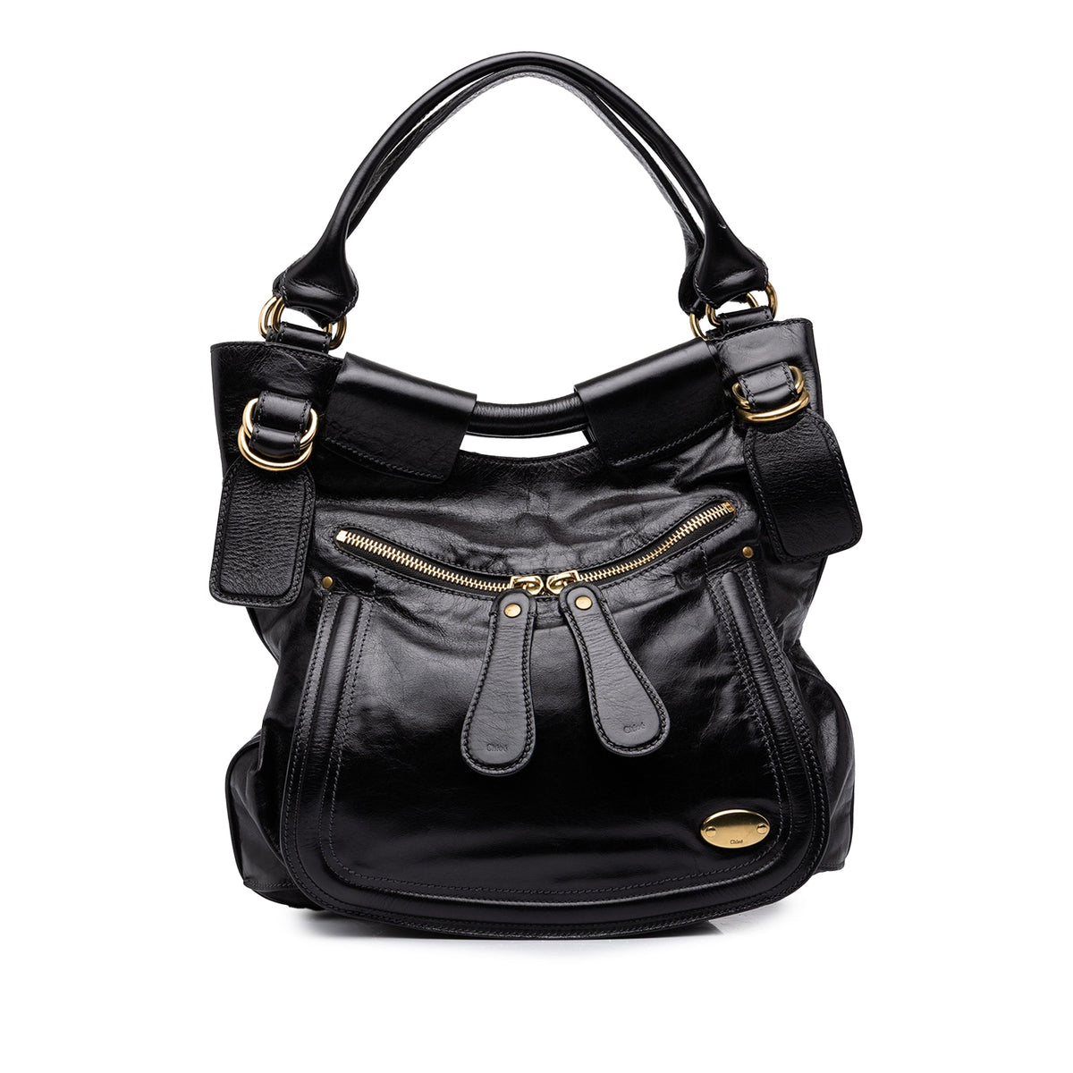 Chloé Large Leather Bay  Shoulder Bag — Black