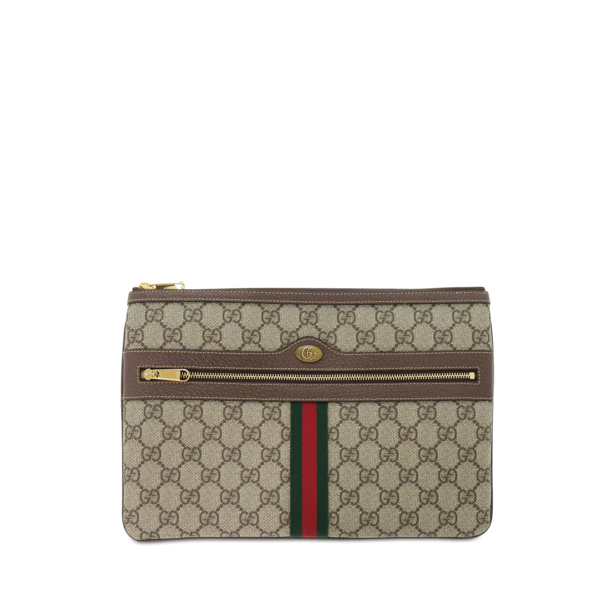Gucci GG Supreme Web Ophidia Clutch — Beige