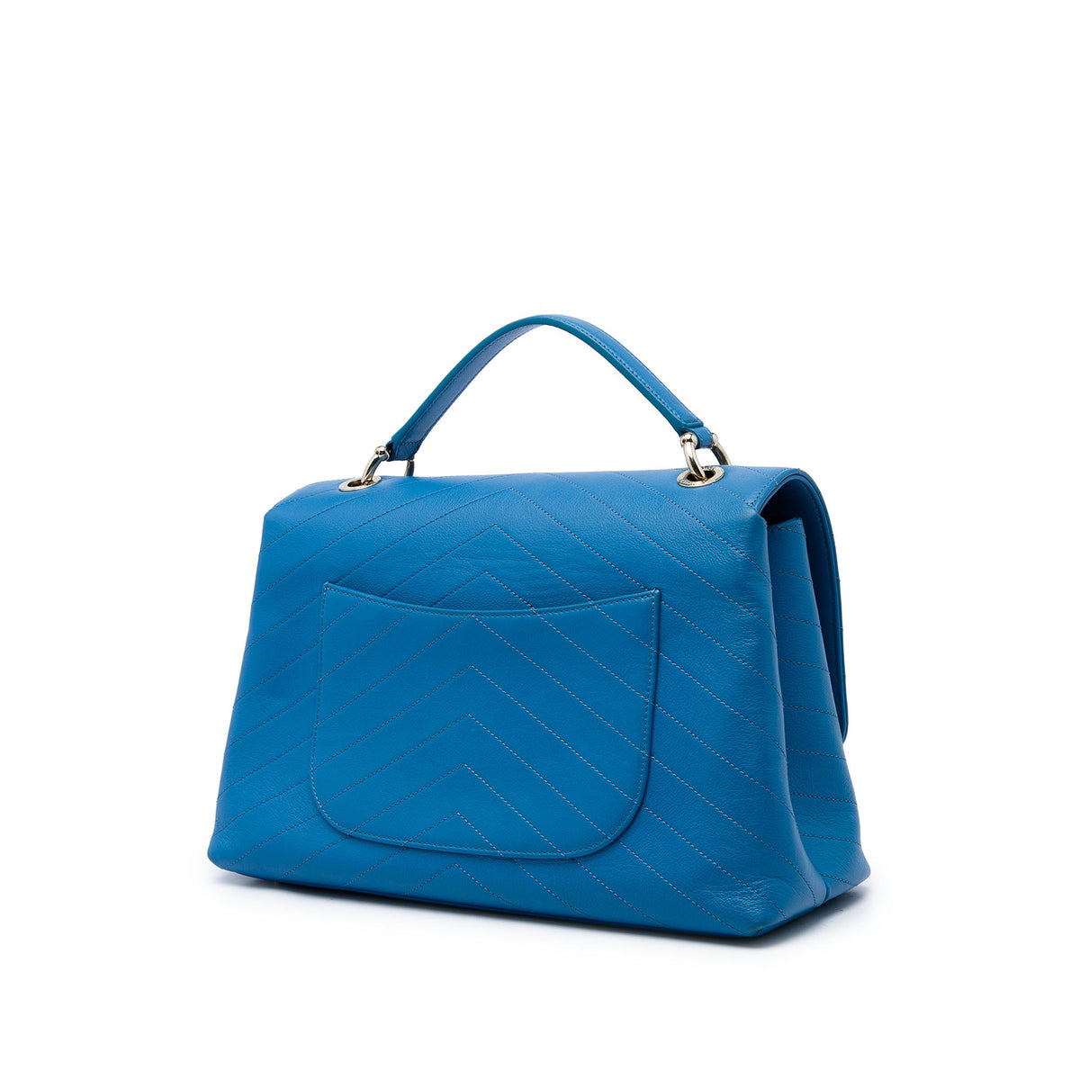 Chanel Medium Grained Calfskin Chevron Chic Top Handle Flap