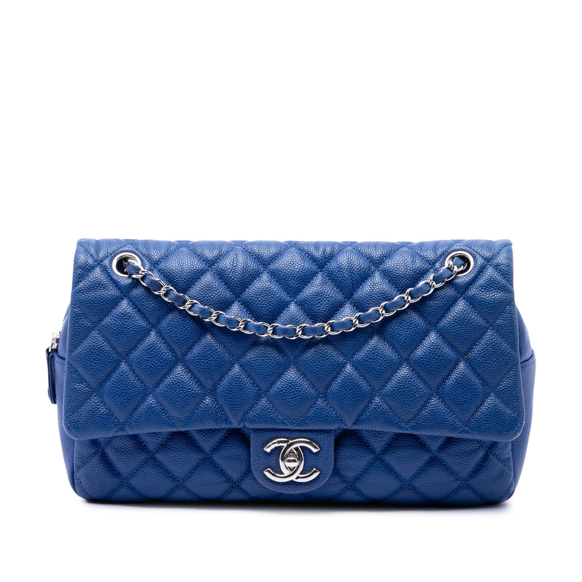 Chanel Jumbo Quilted Caviar Easy Flap — Blue