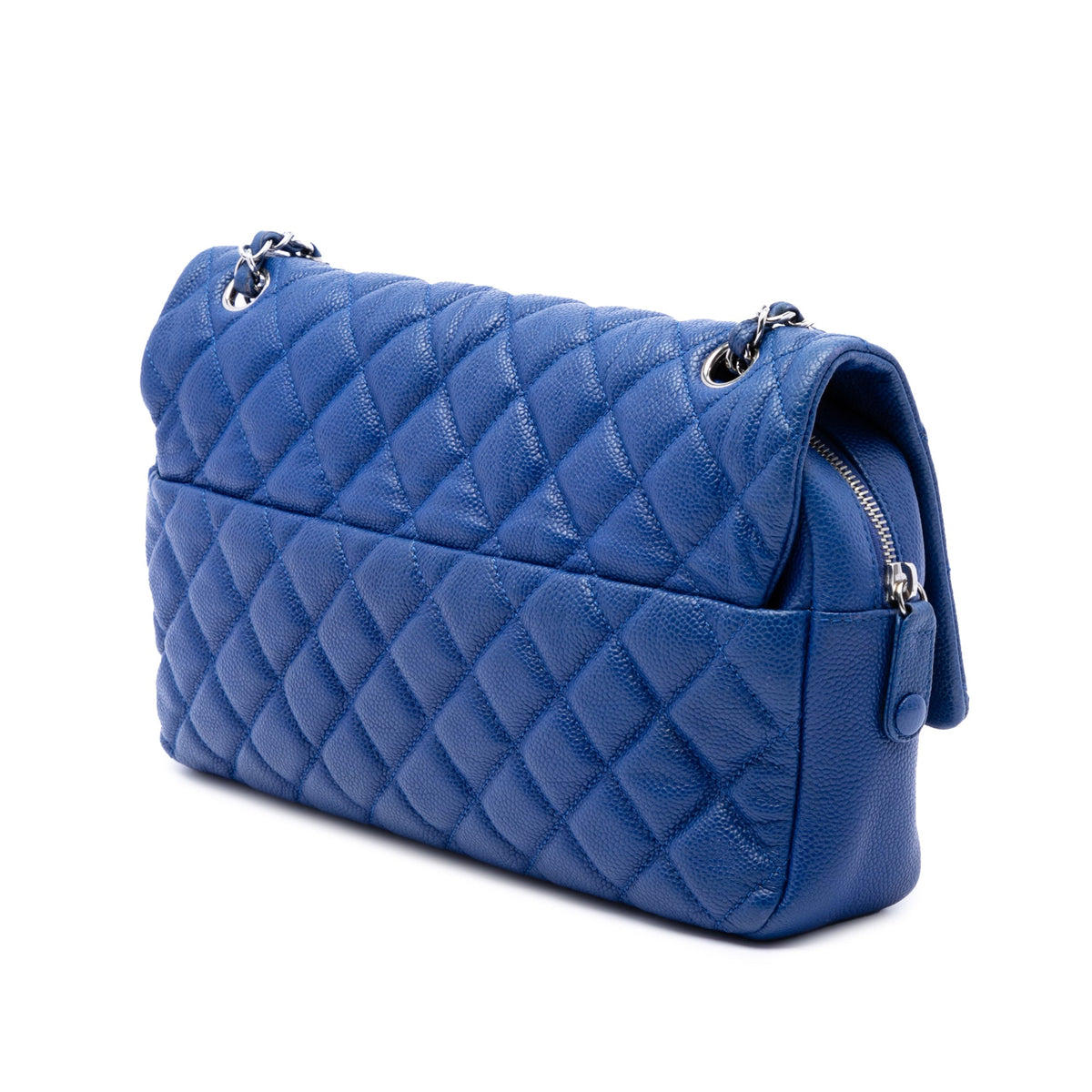 Chanel Jumbo Quilted Caviar Easy Flap — Blue