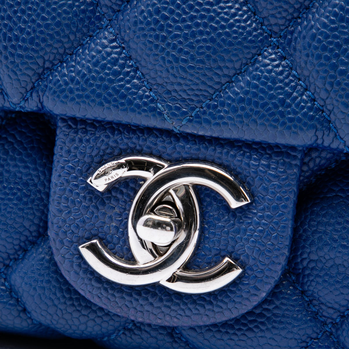 Chanel Jumbo Quilted Caviar Easy Flap — Blue