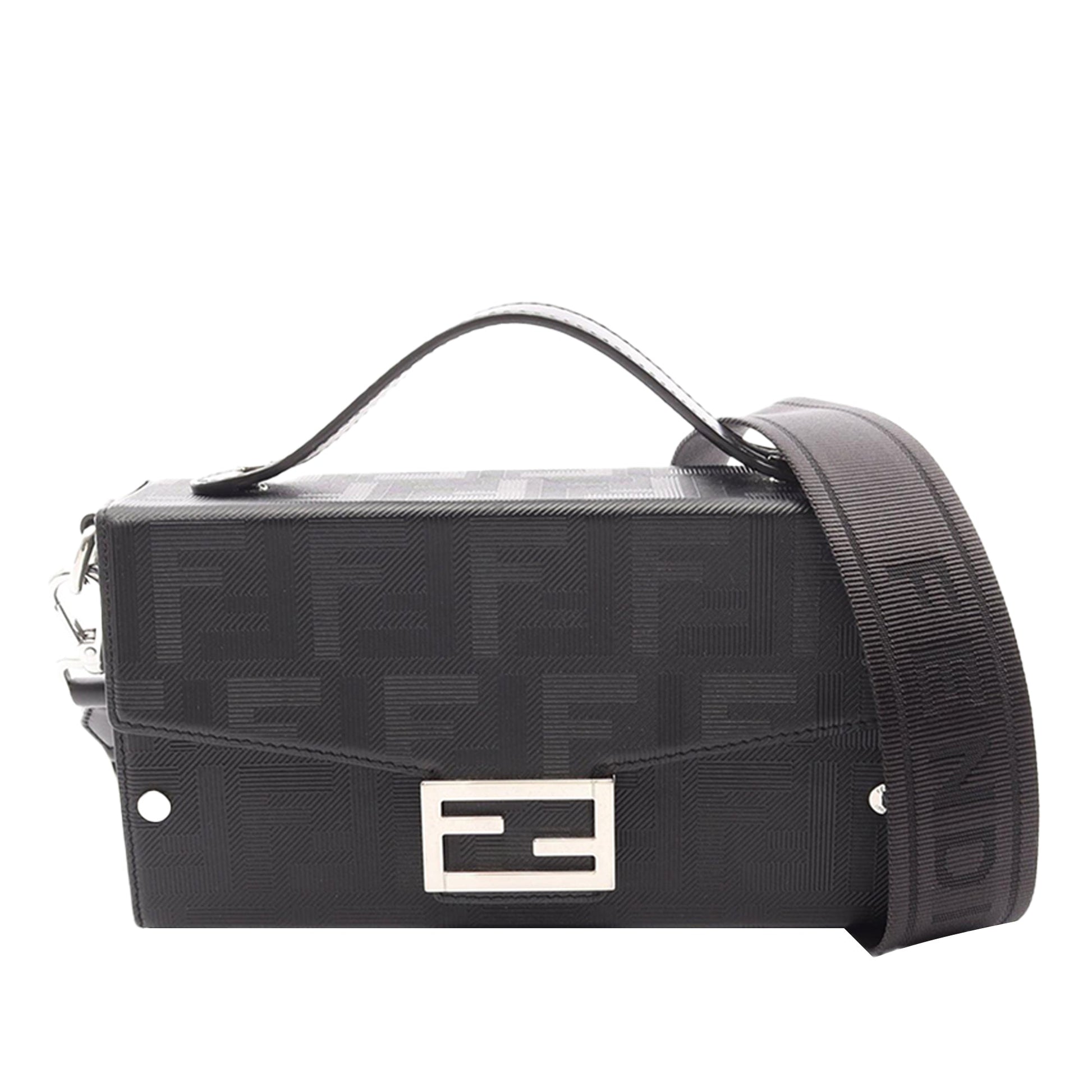 Fendi Zucca Leather Soft Trunk Baguette Satchel