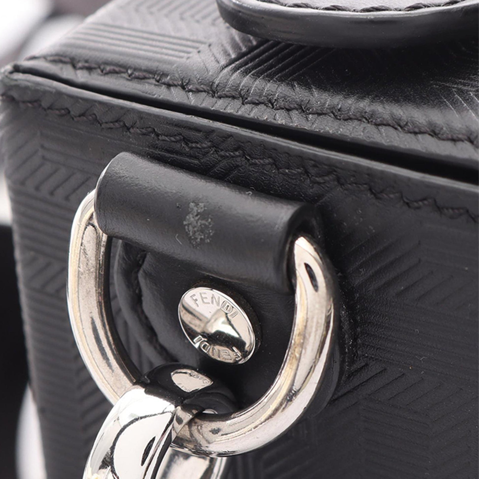 Fendi Zucca Leather Soft Trunk Baguette Satchel