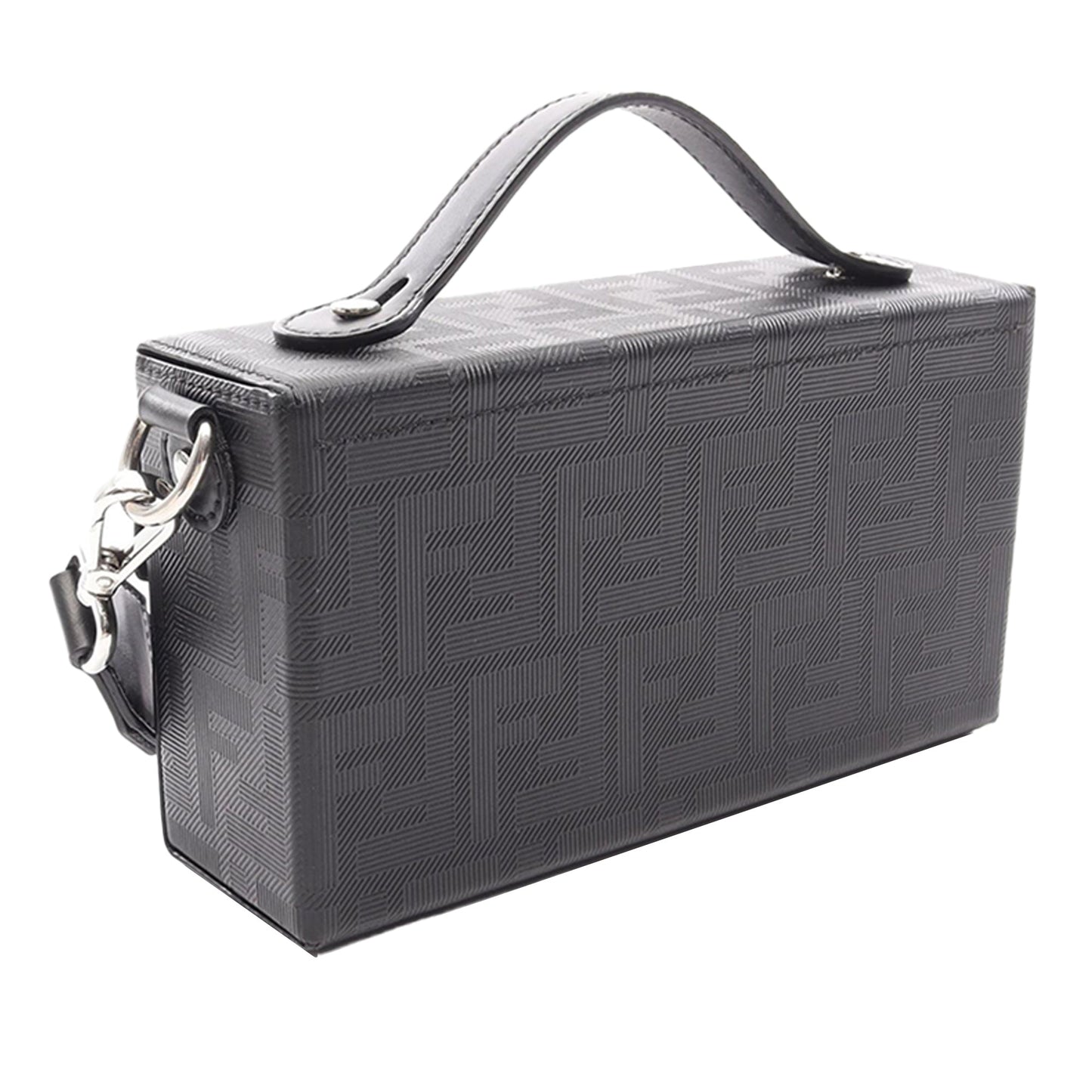 Fendi Zucca Leather Soft Trunk Baguette Satchel