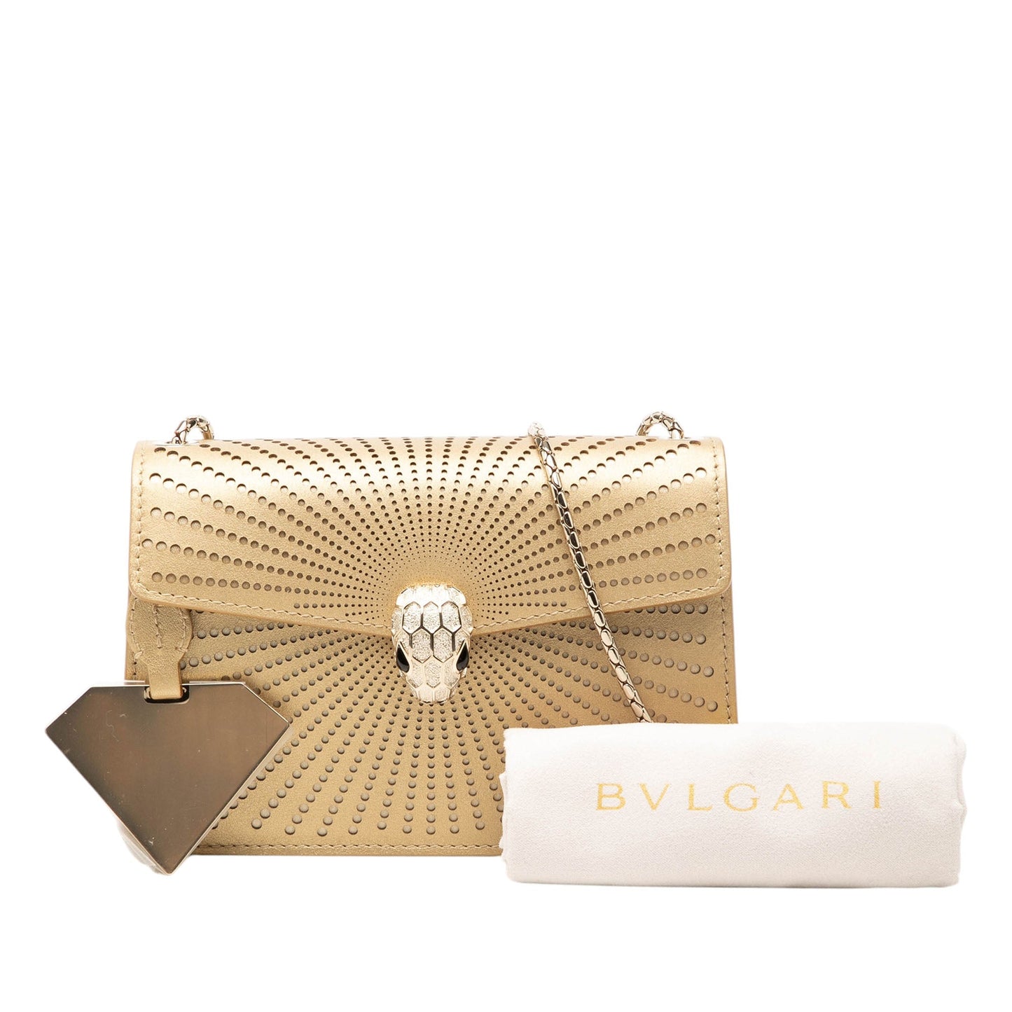 Bvlgari Mini Laser Cut Calfskin Serpenti Forever Diamond Blast Sunshine Crossbody