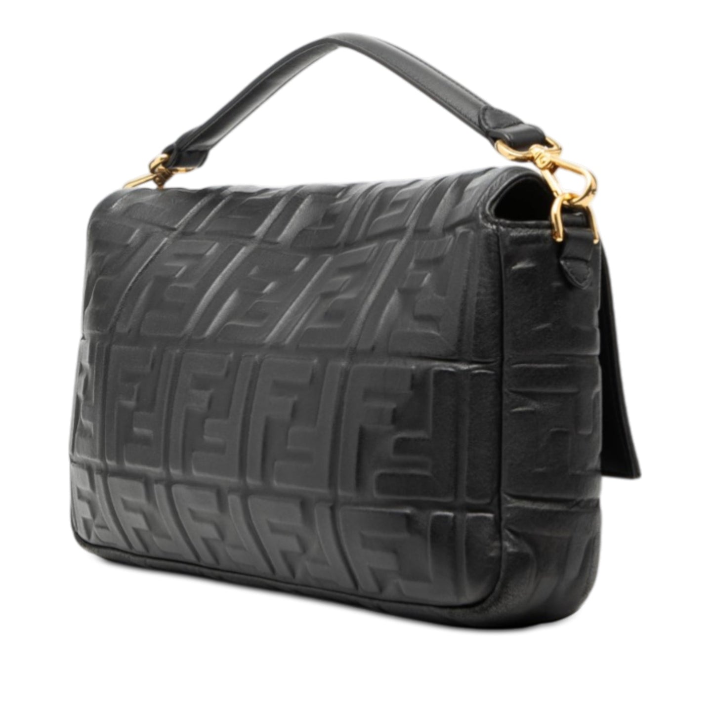 Fendi Large Zucca Embossed Leather Baguette Satchel