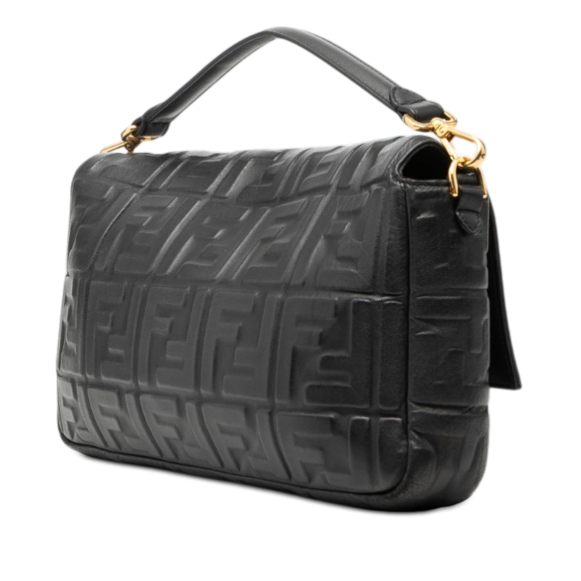 Fendi Large Zucca Embossed Leather Baguette Satchel