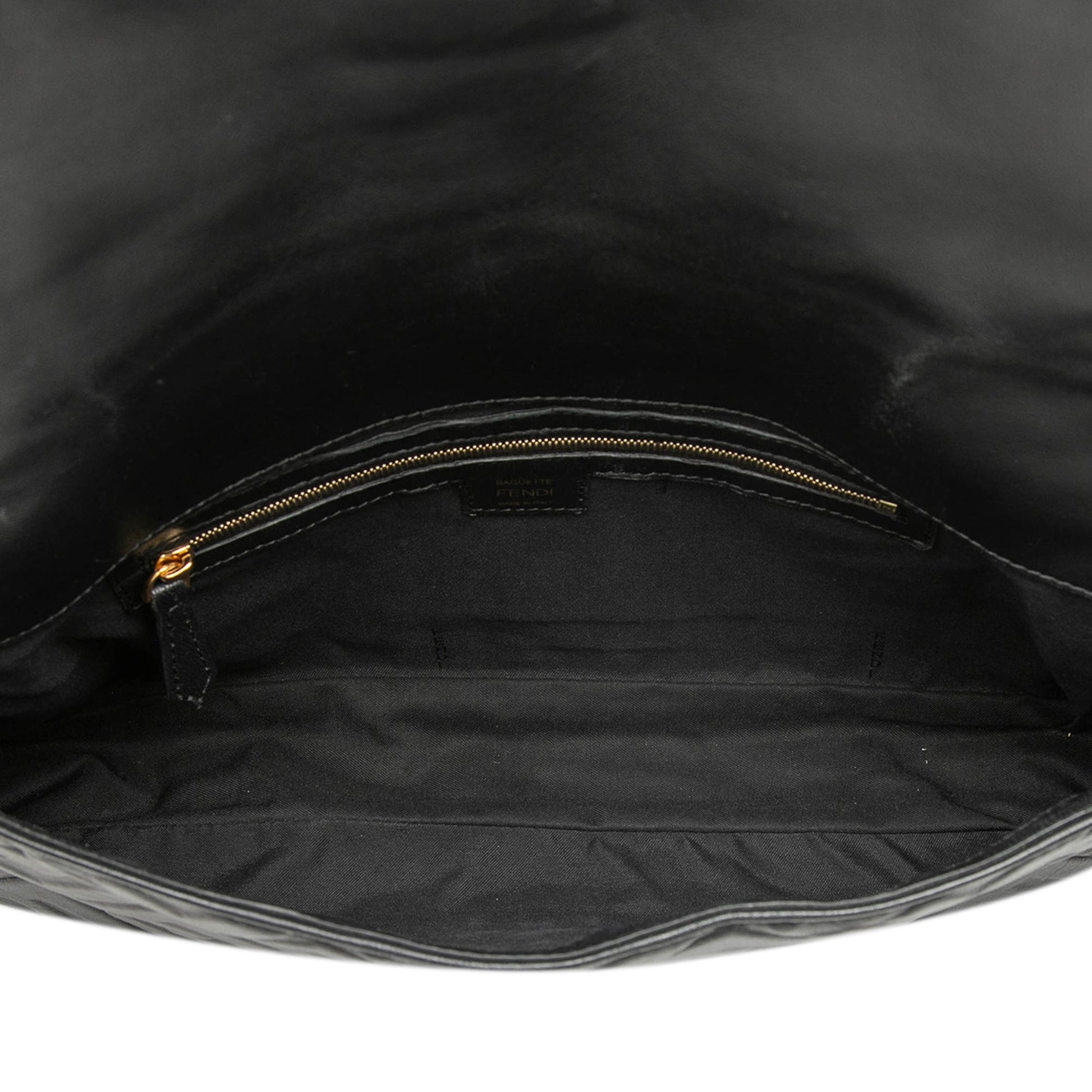 Fendi Large Zucca Embossed Leather Baguette Satchel