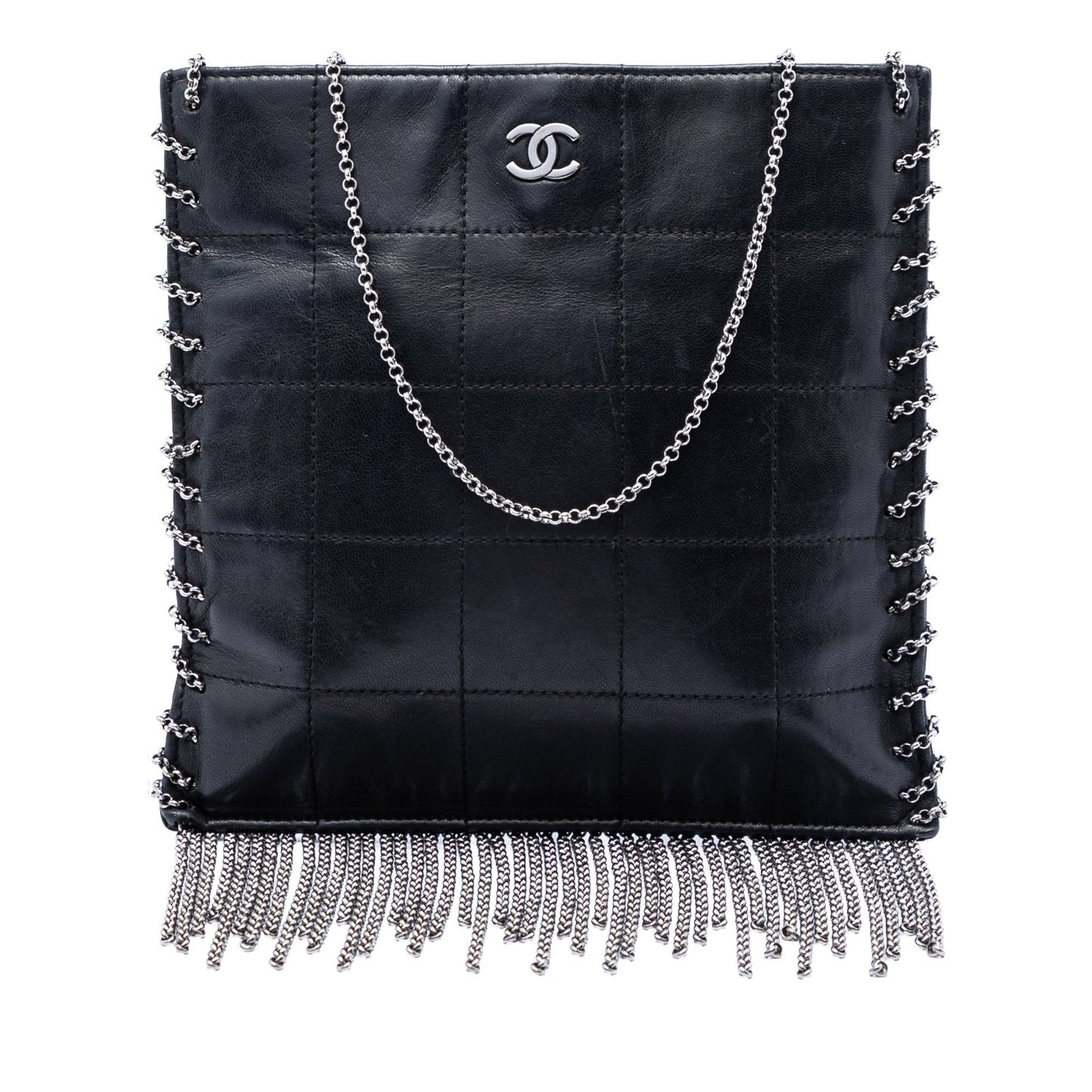 Chanel CC Choco Bar Lambskin Chain Fringe Crossbody