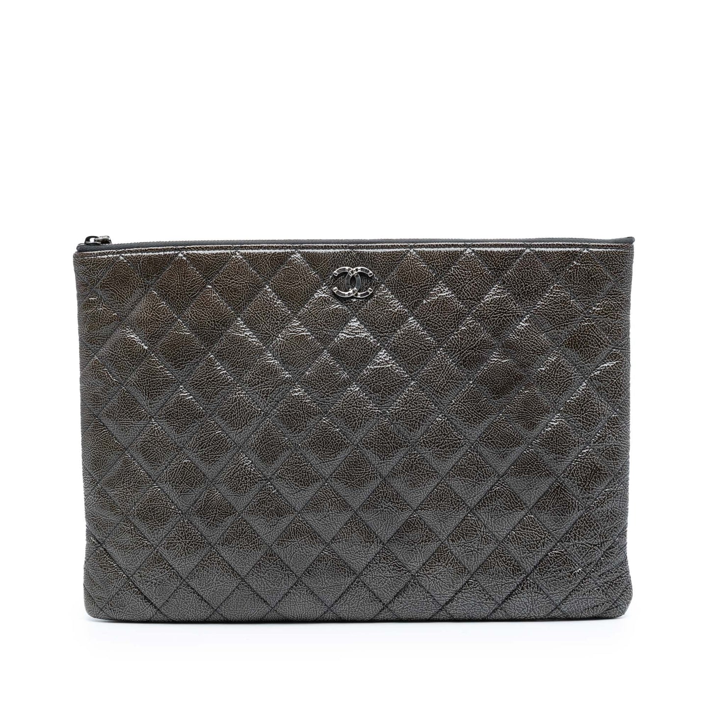 Chanel Large Crinkled Patent O Case Clutch