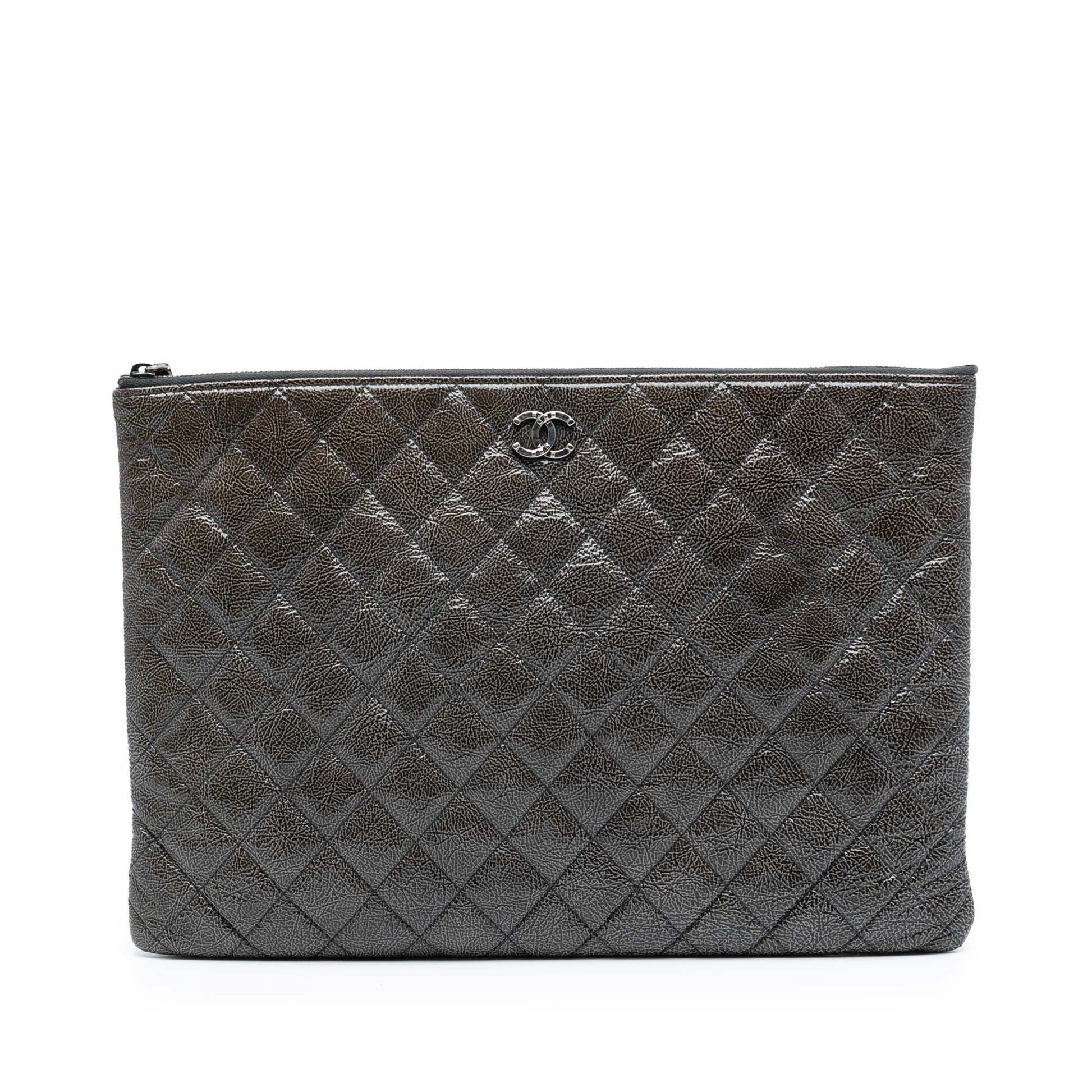 Chanel Large Crinkled Patent O Case Clutch