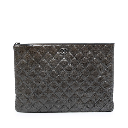 Chanel Large Crinkled Patent O Case Clutch