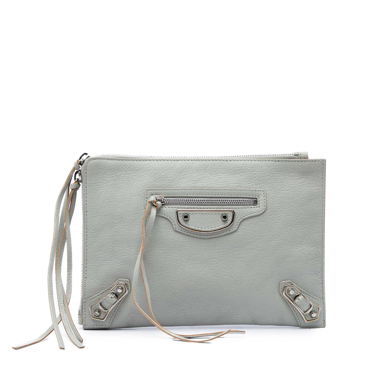 Balenciaga Goatskin Motocross Classic Metallic Edge Clutch