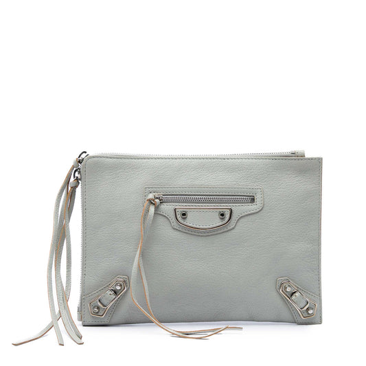 Balenciaga Goatskin Motocross Classic Metallic Edge Clutch