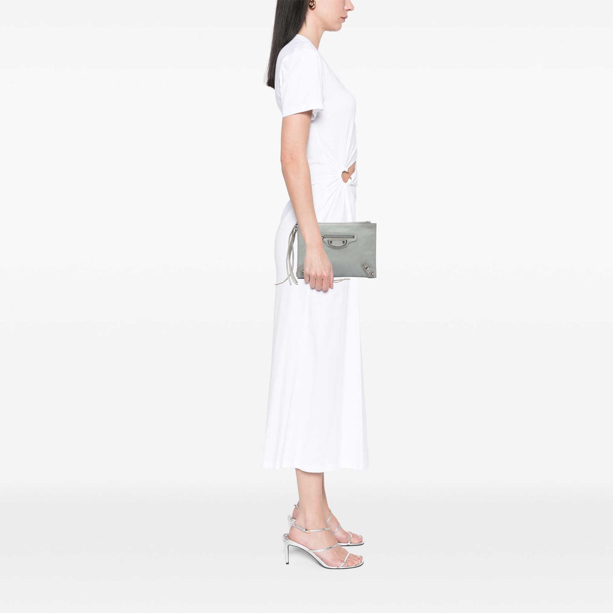 Balenciaga Goatskin Motocross Classic Metallic Edge Clutch