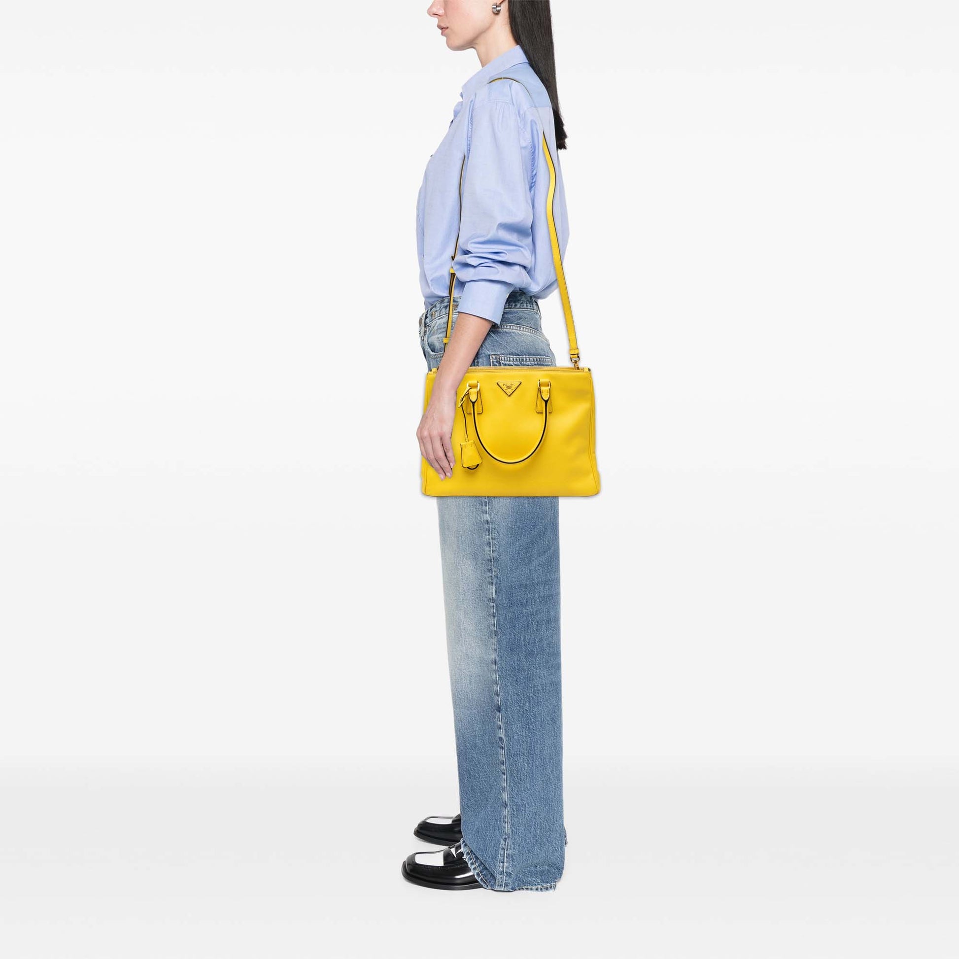 Prada Medium Saffiano Lux Galleria Double Zip Satchel