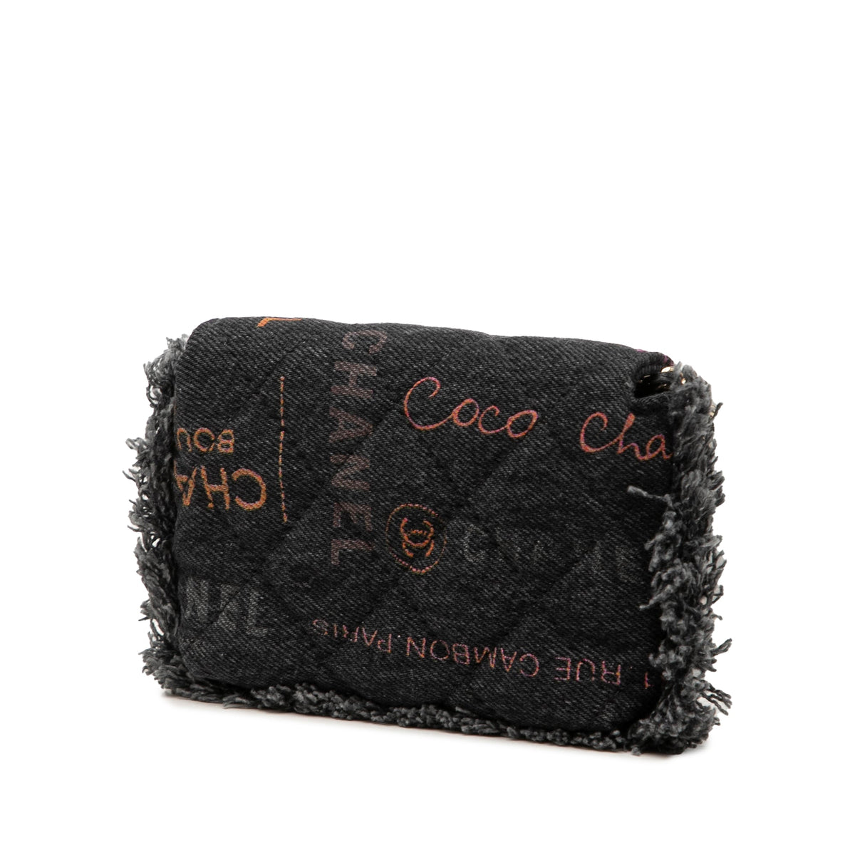 Chanel Fringe Denim Mood Clutch with Chain