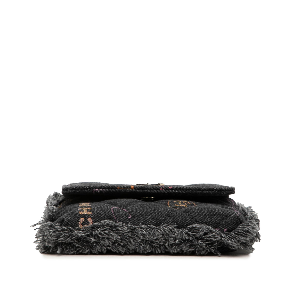 Chanel Fringe Denim Mood Clutch with Chain