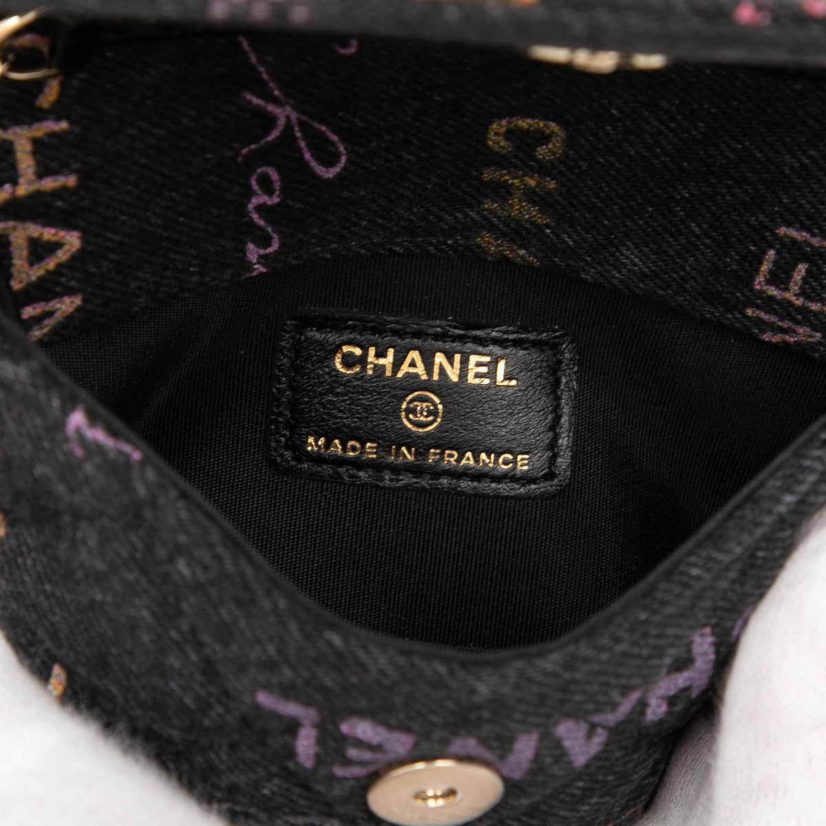 Chanel Fringe Denim Mood Clutch with Chain