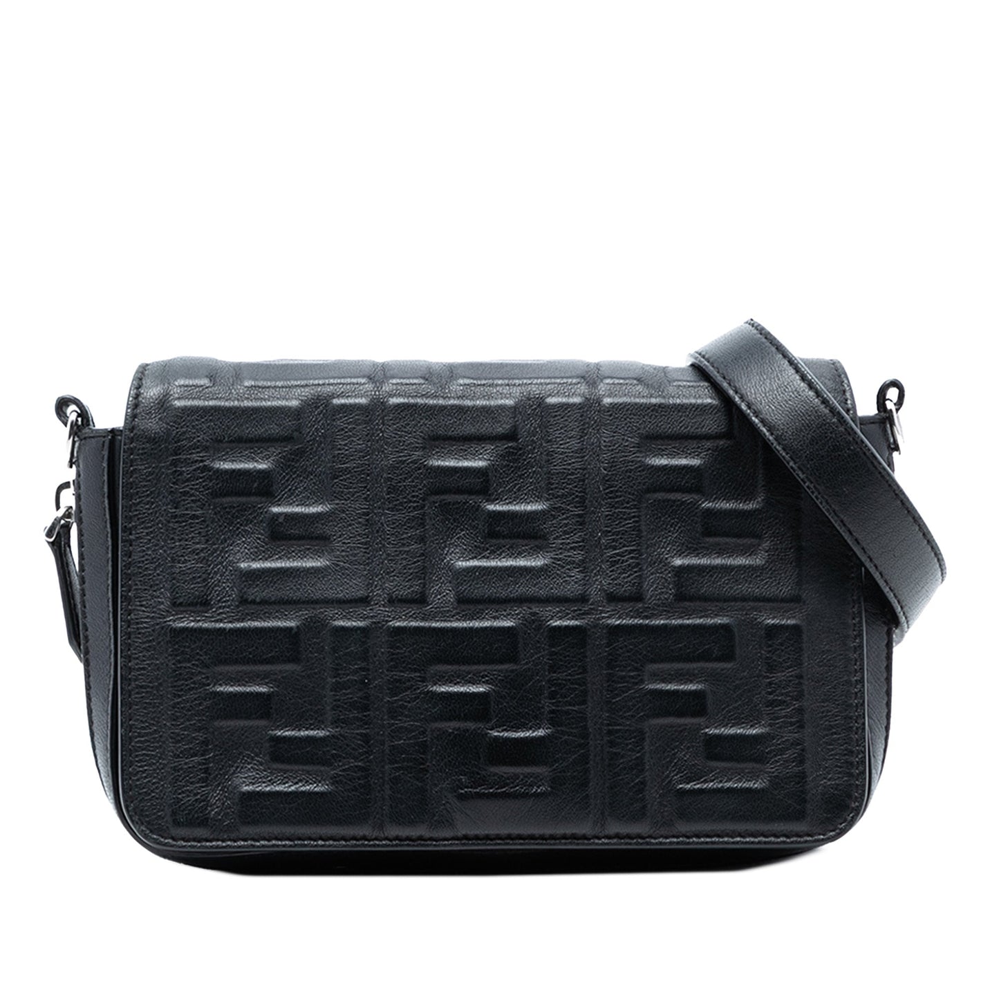 Fendi Mini Zucca Embossed Nappa Expandable Flap Crossbody