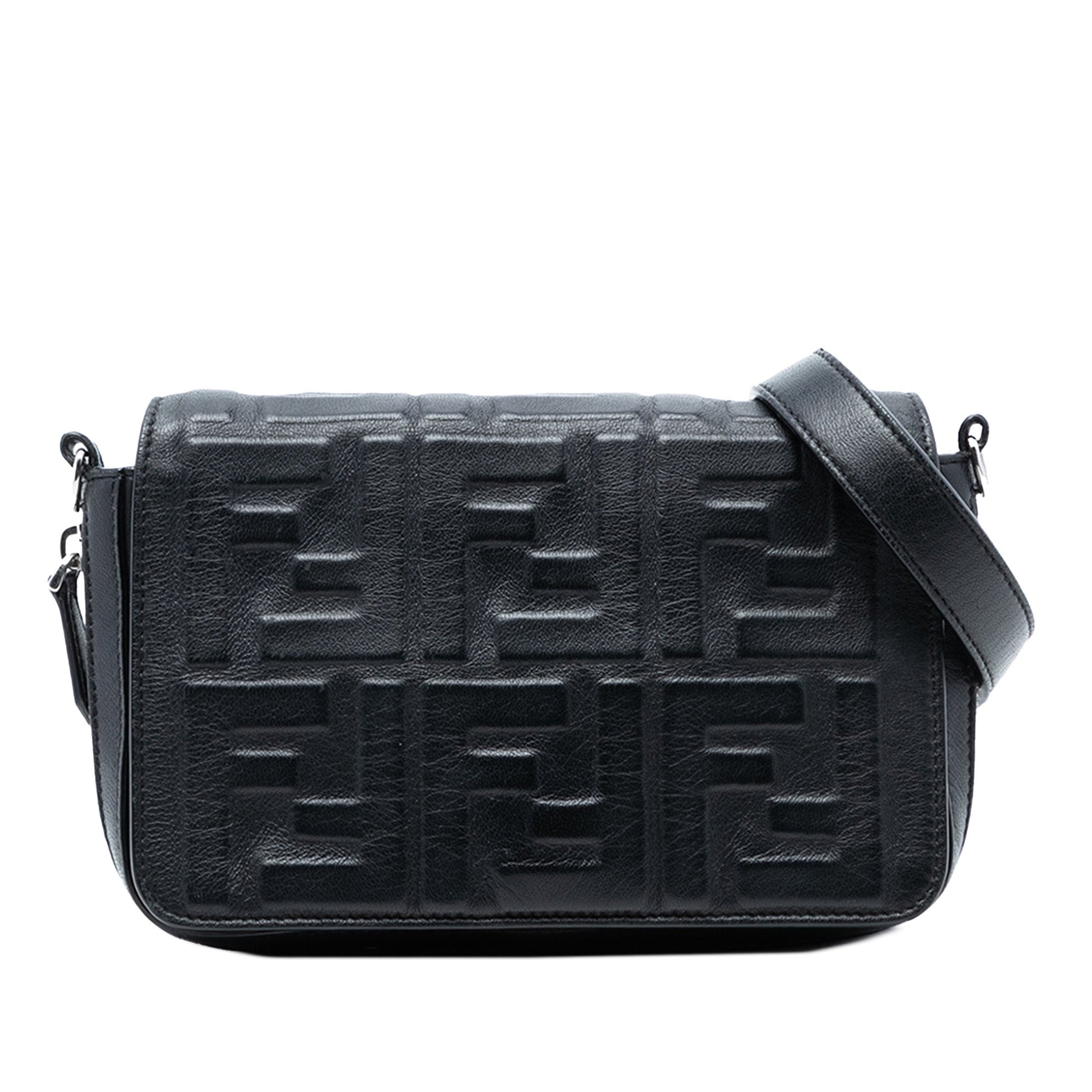 Fendi Mini Zucca Embossed Nappa Expandable Flap Crossbody