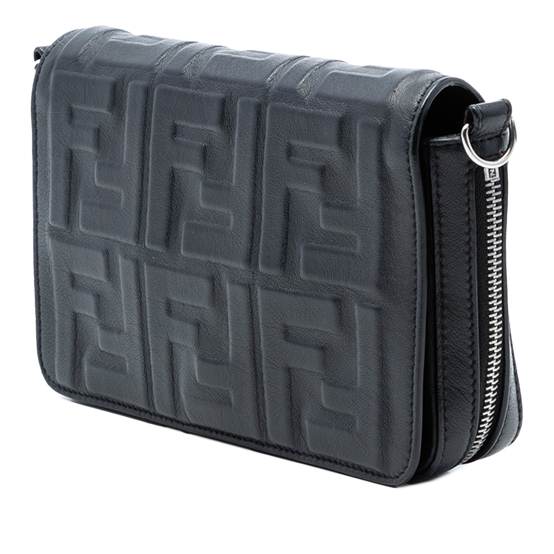 Fendi Mini Zucca Embossed Nappa Expandable Flap Crossbody