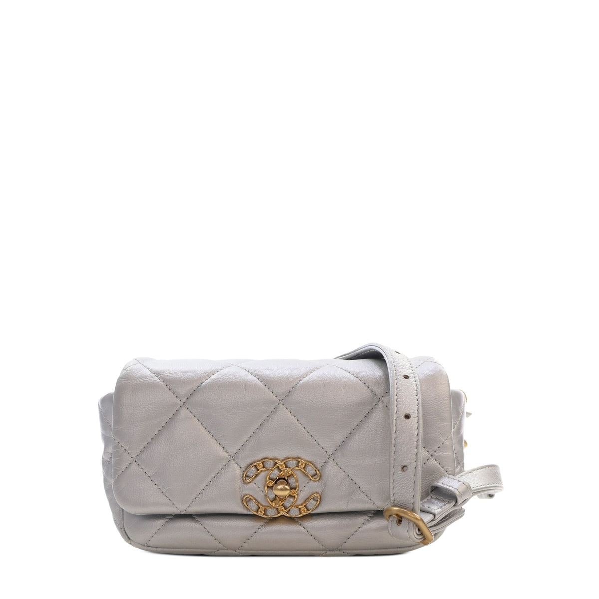 Chanel Metallic Lambskin 19 Belt Bag — Silver
