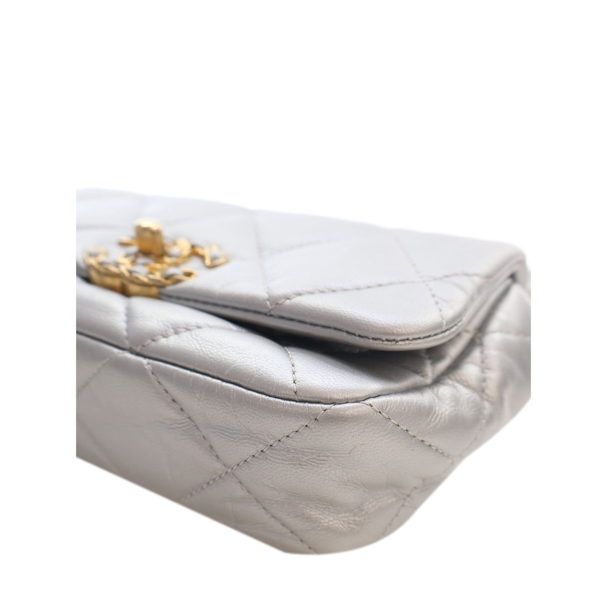 Chanel Metallic Lambskin 19 Belt Bag — Silver