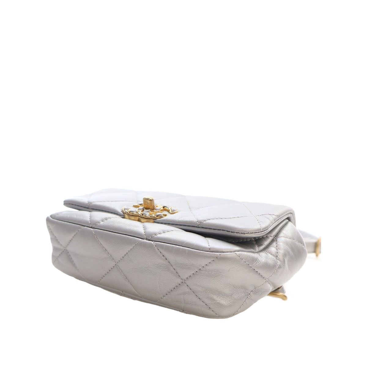 Chanel Metallic Lambskin 19 Belt Bag — Silver