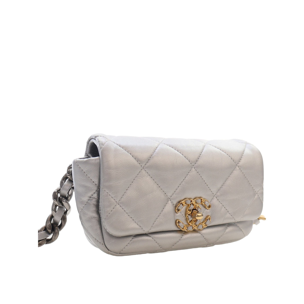 Chanel Metallic Lambskin 19 Belt Bag — Silver