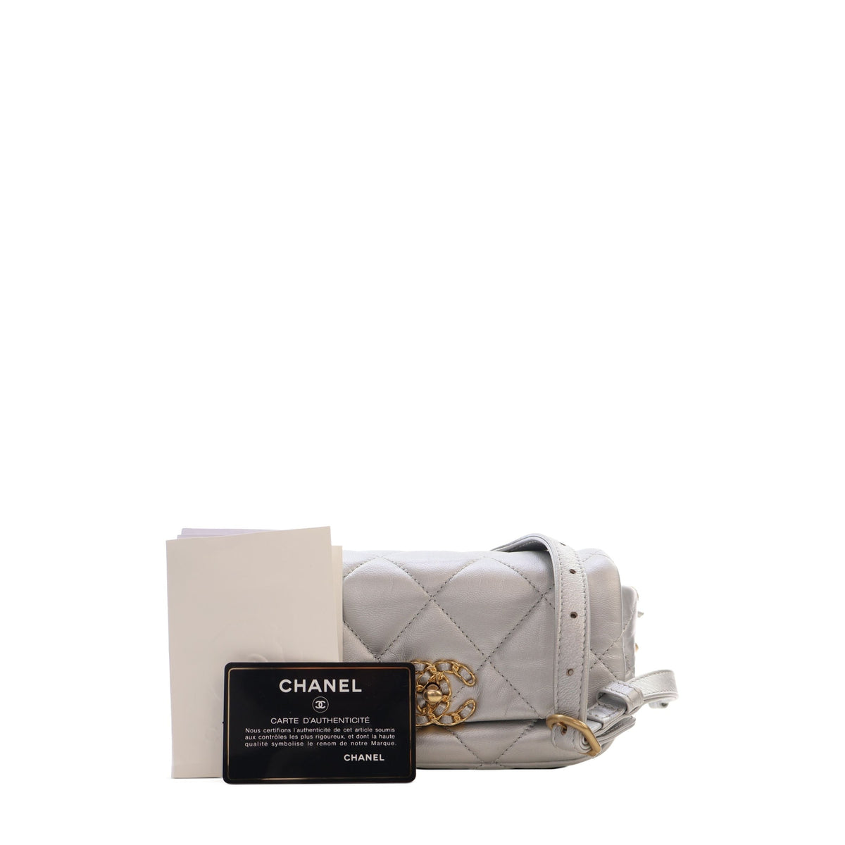 Chanel Metallic Lambskin 19 Belt Bag — Silver